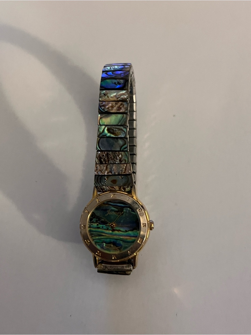 Vintage Abalone Dial Stretch-Band Watch - Gold Tone